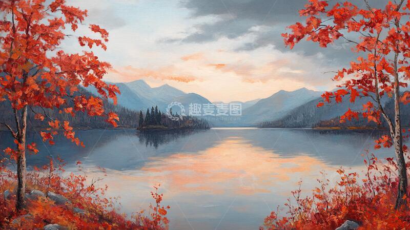高清大图下载【趣麦麦图】唯美湖泊风景画1