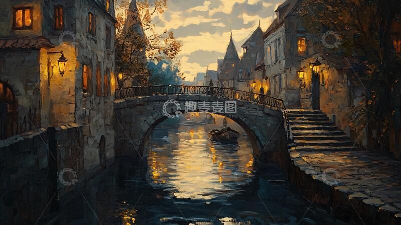 高清大图下载【趣麦麦图】风景厚涂油画风光景色