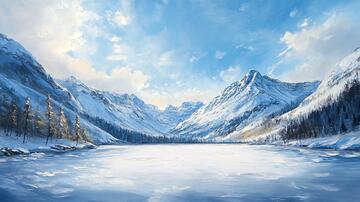 宽屏风景画河流森林原画