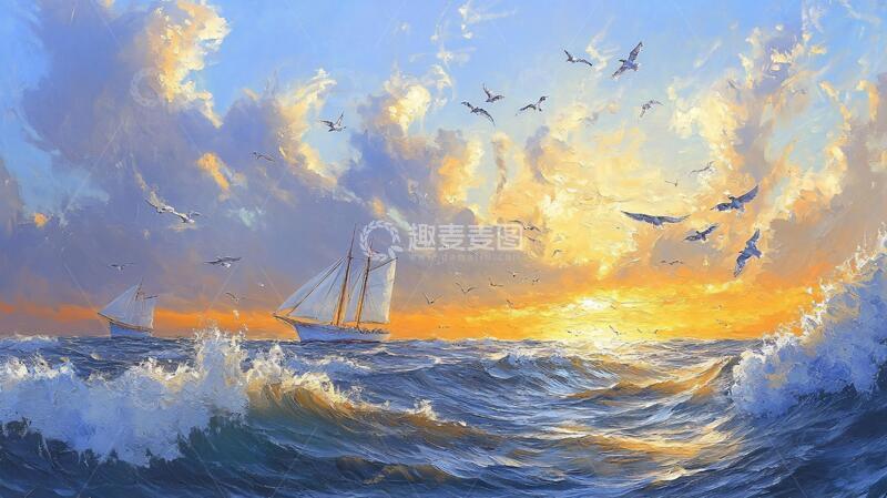 高清大图下载【趣麦麦图】乘风破浪背景6