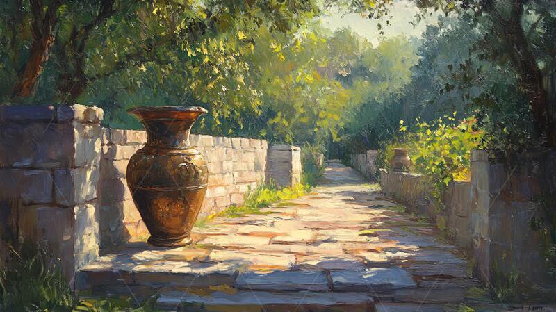 高清大图下载【趣麦麦图】风景厚涂场景小道小路