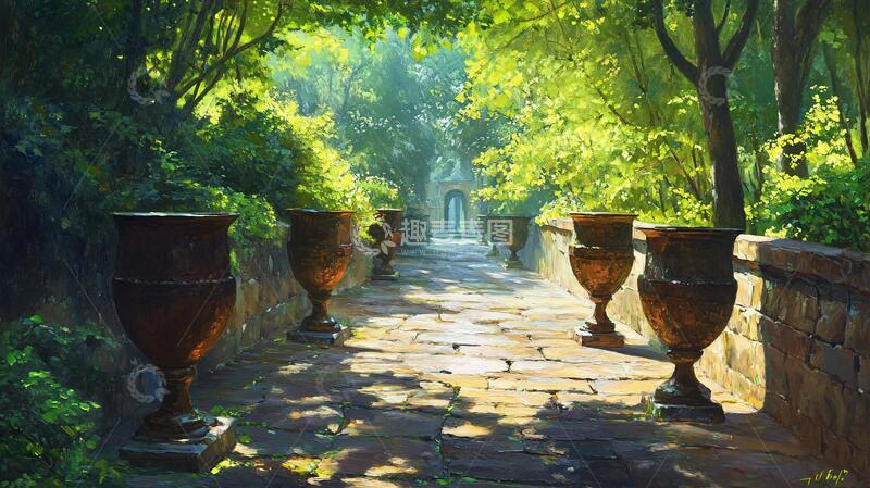 高清大图下载【趣麦麦图】风景厚涂小道小路树荫