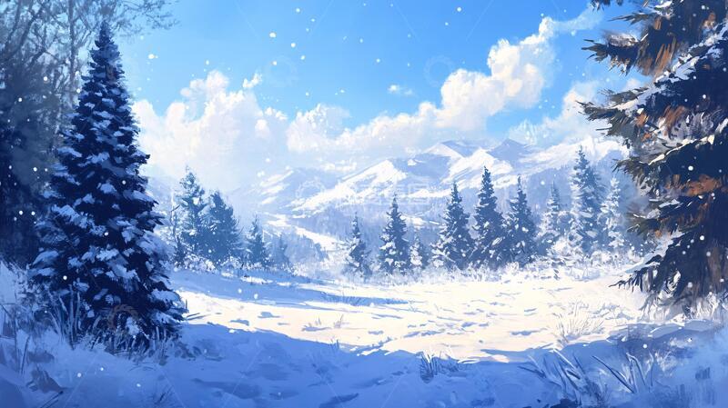 高清大图下载【趣麦麦图】雪景插画插画雪景场景