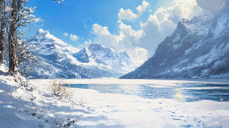 高清大图下载【趣麦麦图】雪山湖泊美景2
