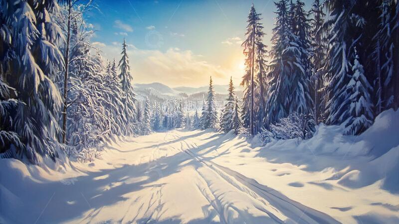 高清大图下载【趣麦麦图】雪景日出全景4