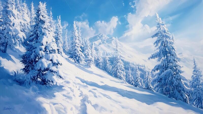 高清大图下载【趣麦麦图】雪景立体画雪景冰雪雪地