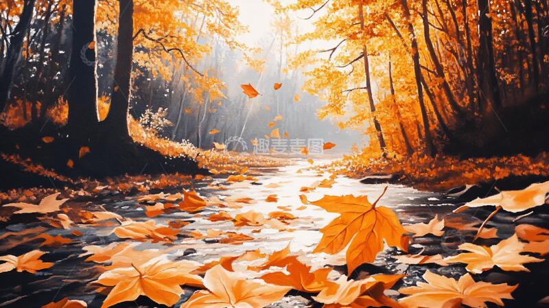 高清大图下载【趣麦麦图】秋天森林画唯美秋色9