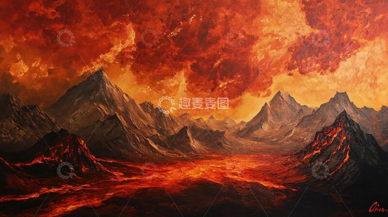 高清大图下载【趣麦麦图】雪峰油画油画远山雪山