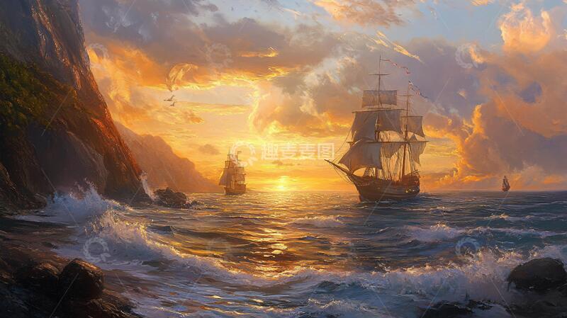 高清大图下载【趣麦麦图】扬帆启航高清画4