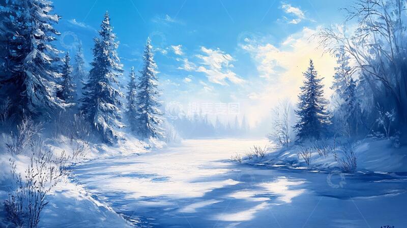 高清大图下载【趣麦麦图】电脑装饰画不冻河3