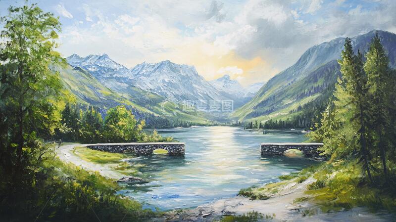 高清大图下载【趣麦麦图】油画山水风景3