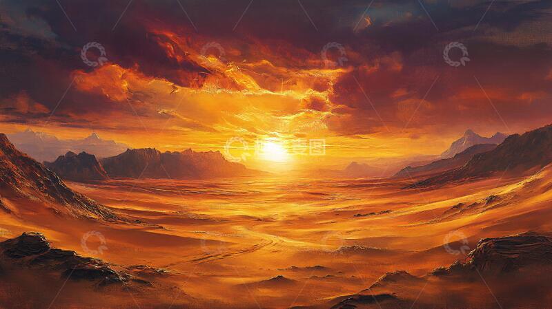 高清大图下载【趣麦麦图】荒野黄昏插画9