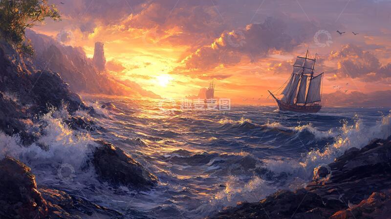 高清大图下载【趣麦麦图】扬帆启航高清画6