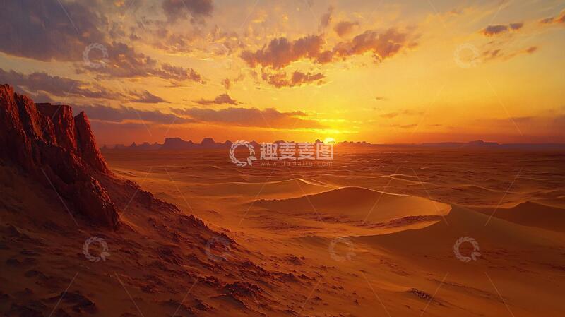 高清大图下载【趣麦麦图】荒漠霞光大漠霞光落日