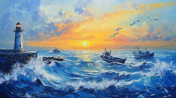 油画海洋油画海景风景