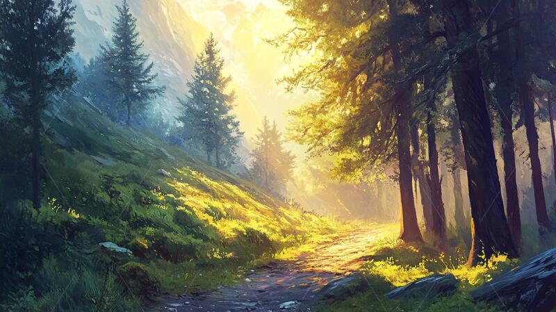 高清大图下载【趣麦麦图】风景原画场景插画森林