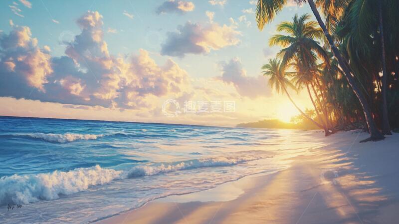 高清大图下载【趣麦麦图】唯美韵律自然海边背景5