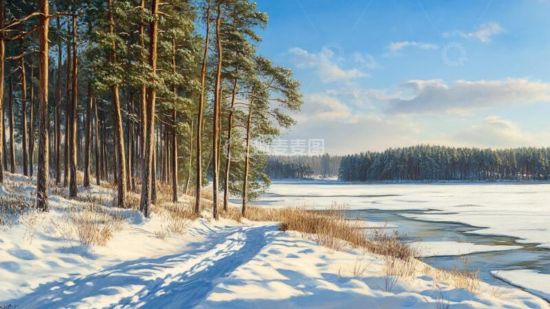 高清大图下载【趣麦麦图】唯美冬日湖景清晨5
