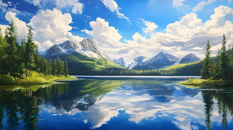 高清大图下载【趣麦麦图】宽屏风景画插画风光宽幅