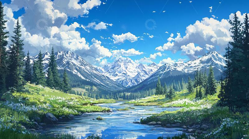 高清大图下载【趣麦麦图】宽屏风景画壁纸河流宽幅