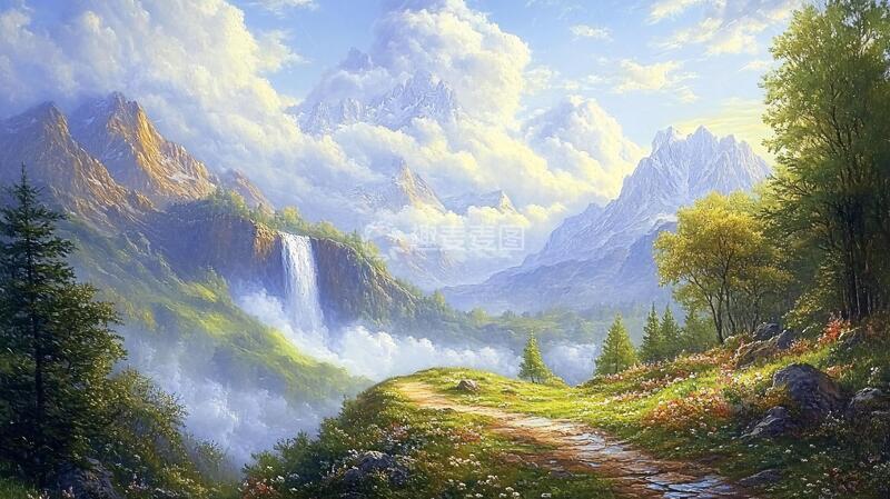 高清大图下载【趣麦麦图】风光人间仙境油画8