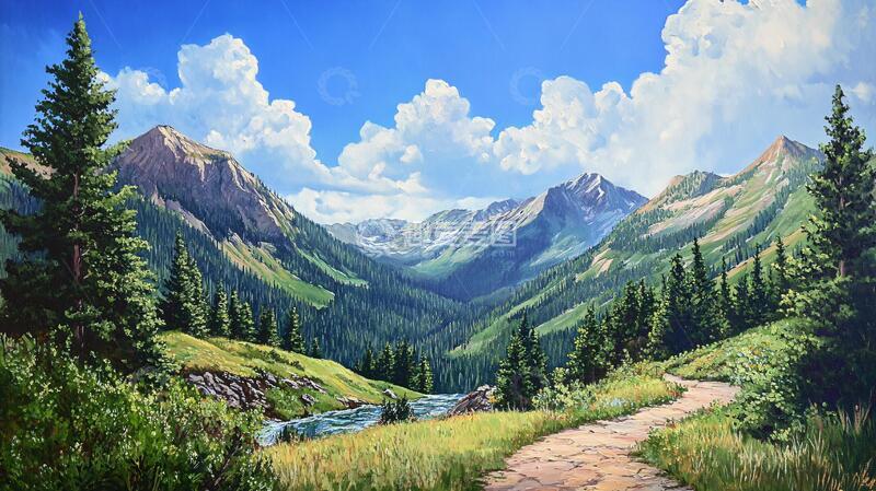 高清大图下载【趣麦麦图】油画山水风景1