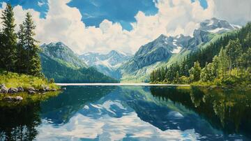 宽屏风景画油画宽幅风光1