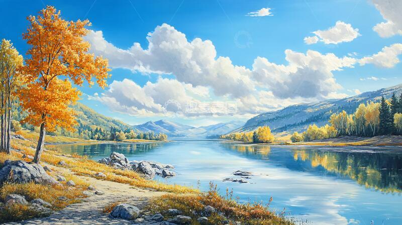 高清大图下载【趣麦麦图】宽屏风景画风景油画高清