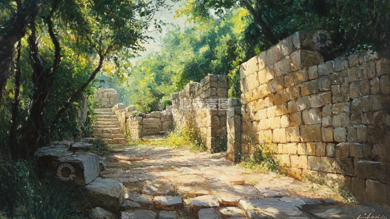 高清大图下载【趣麦麦图】风景厚涂油画风景景色