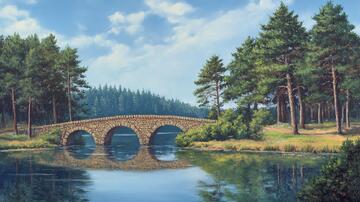 石桥风景画插画桥梁森林