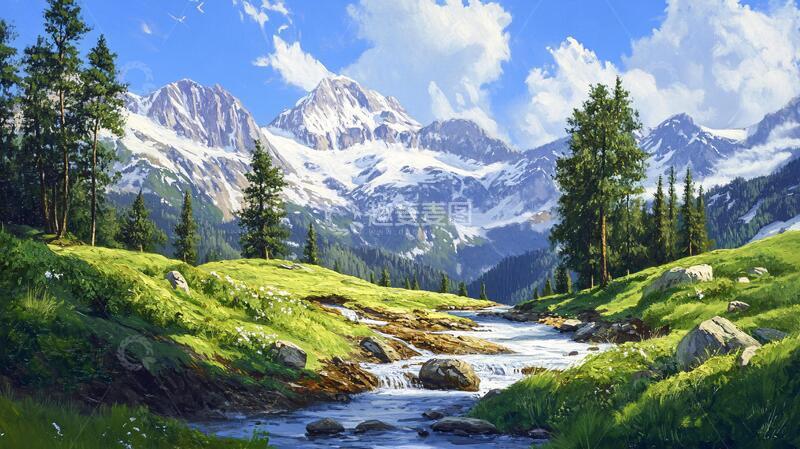 高清大图下载【趣麦麦图】宽屏风景画风光油画原画