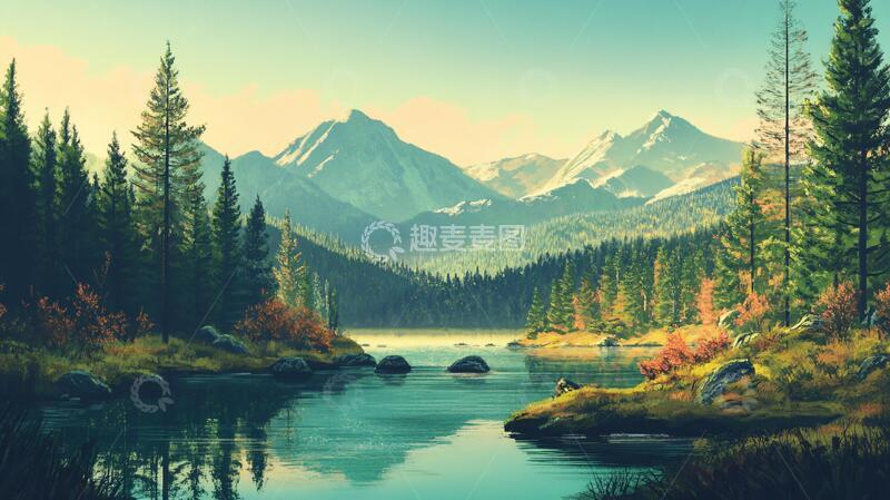 高清大图下载【趣麦麦图】暖调山水风景2