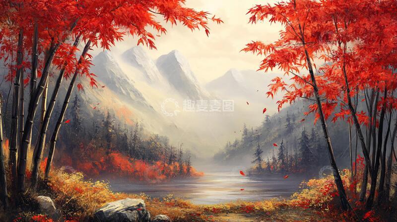 高清大图下载【趣麦麦图】秋天森林画秋天壁纸4