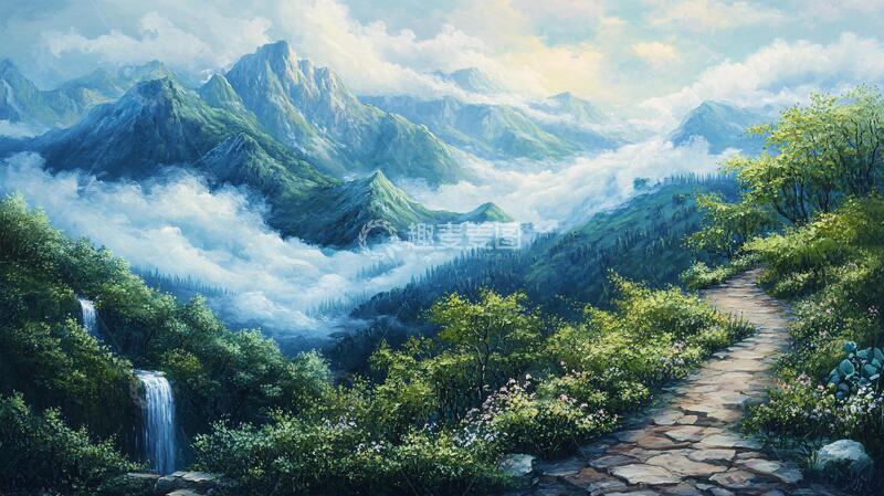 高清大图下载【趣麦麦图】风光人间仙境油画6