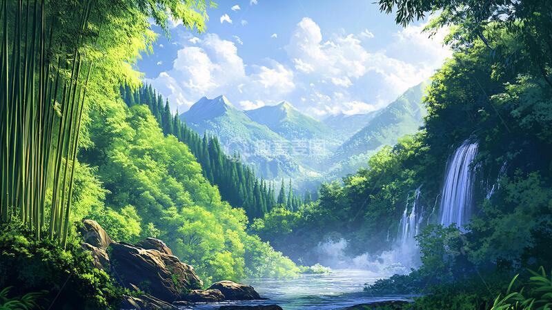 高清大图下载【趣麦麦图】宽屏风景画动漫壁纸插画