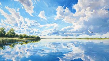 宽屏风景画壁纸原创湖面