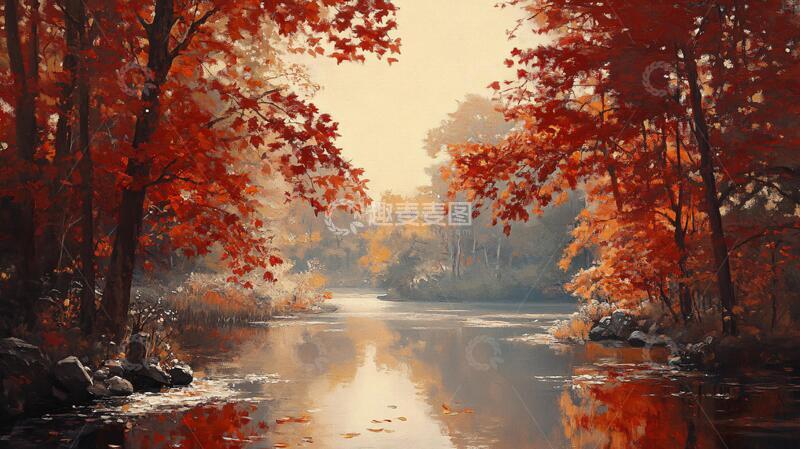 高清大图下载【趣麦麦图】秋天森林画秋天壁纸2
