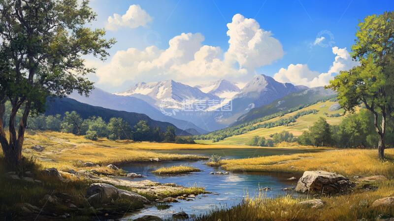 高清大图下载【趣麦麦图】宽屏风景画油画宽幅原画2
