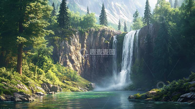 高清大图下载【趣麦麦图】瀑布大河瀑布壁纸场景