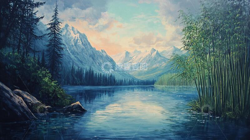 高清大图下载【趣麦麦图】油画山水风景