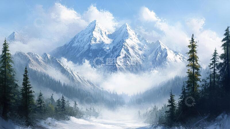 高清大图下载【趣麦麦图】雪山原画原画电脑风光
