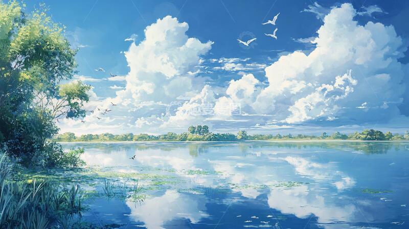 高清大图下载【趣麦麦图】宽屏风景画动漫风格插画