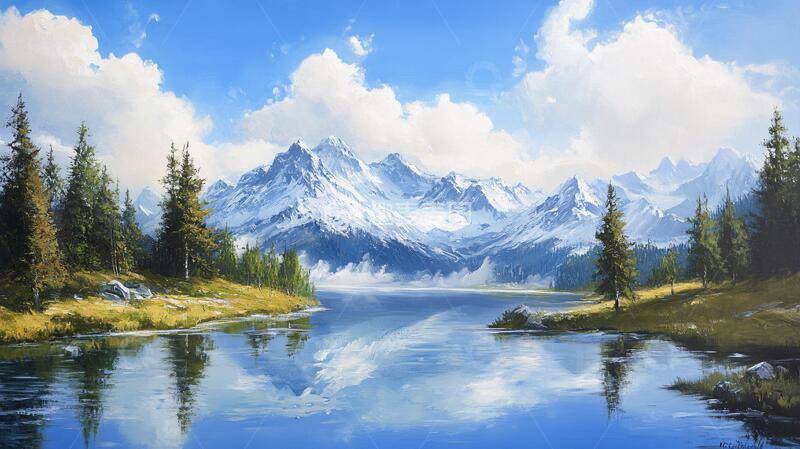 高清大图下载【趣麦麦图】宽屏风景画油画壁纸宽幅1