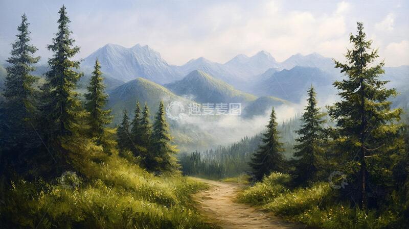 高清大图下载【趣麦麦图】宽屏风景画风光宽幅手绘