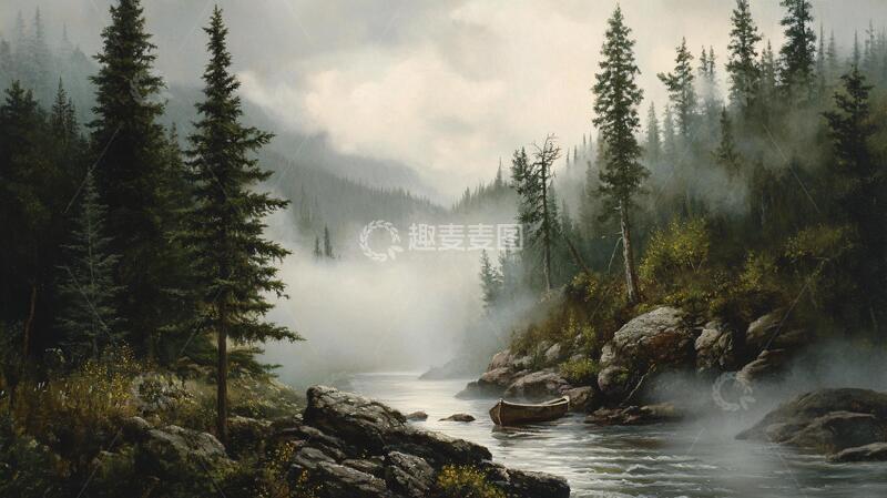 高清大图下载【趣麦麦图】风光人间仙境油画1