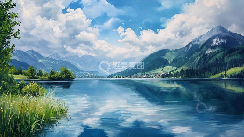 高清大图下载【趣麦麦图】宽屏风景画宽幅插画风光