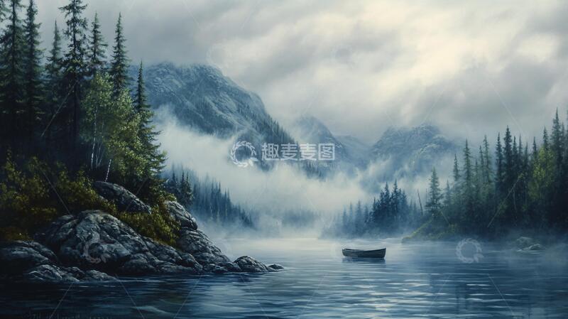 高清大图下载【趣麦麦图】唯美山水油画1