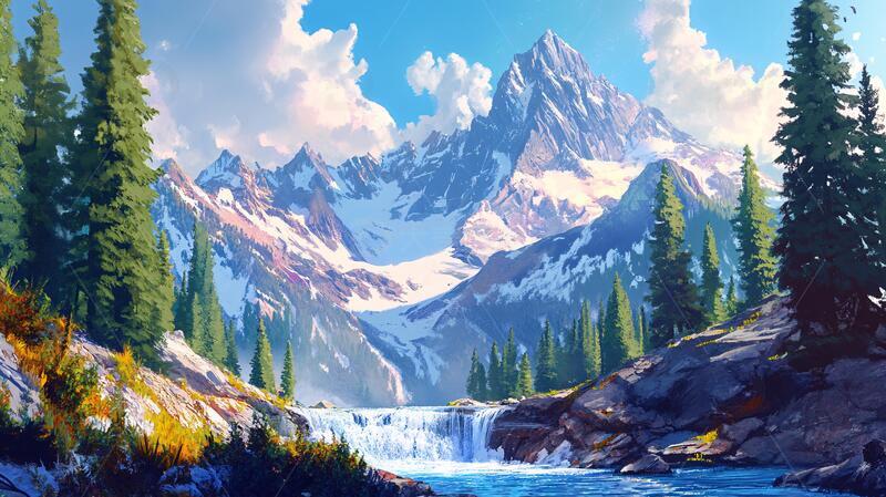 高清大图下载【趣麦麦图】风景原画场景插画原画