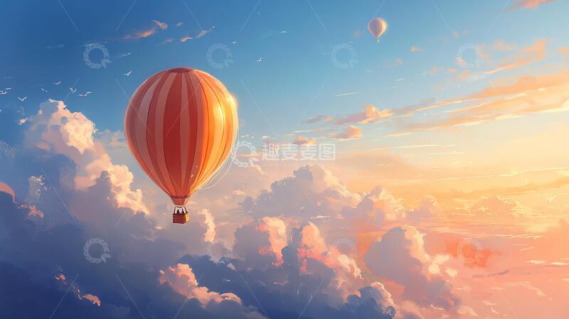 高清大图下载【趣麦麦图】热气球插画场景19