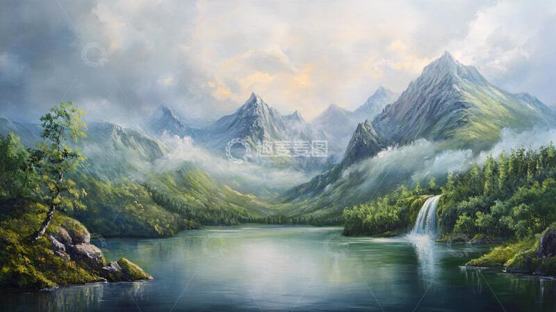 高清大图下载【趣麦麦图】唯美山水油画